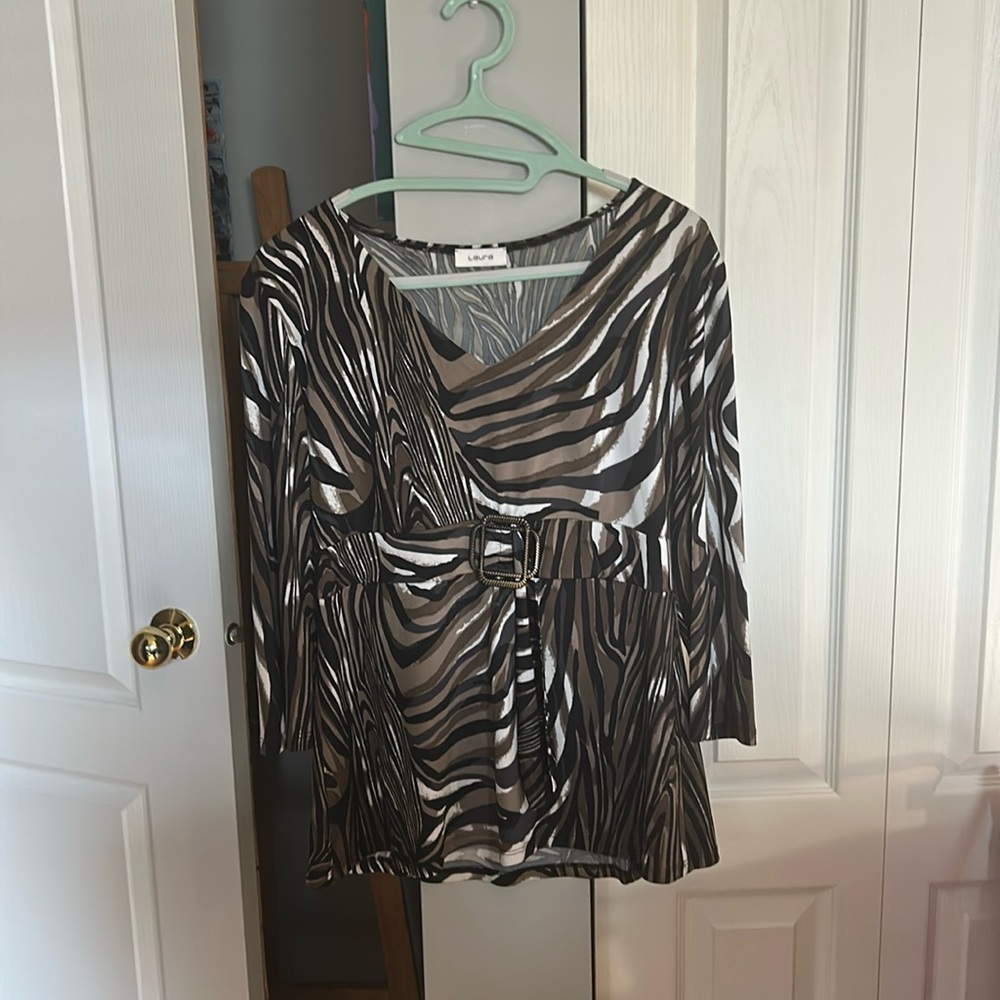 Vintage Laura Zebra Blouse With accent Belt